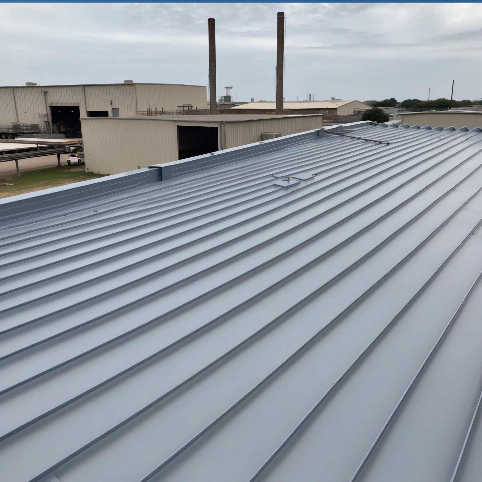 Fluid-applied reinforced roof coating on an industrial flat roof in Dallas, TX, providing a seamless, durable, and weatherproof surface