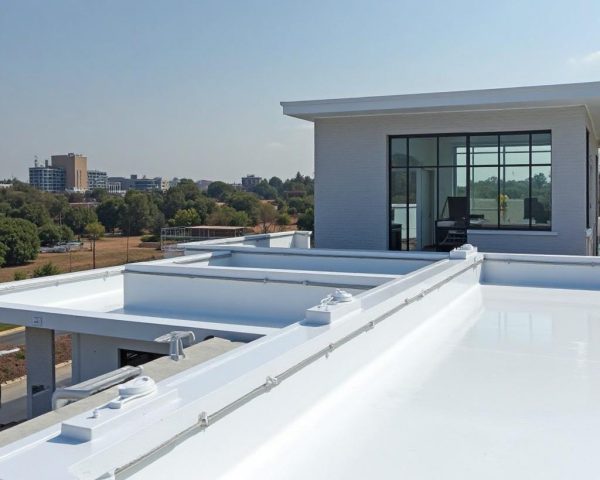 SCR Inc. crew installs a commercial TPO roofing system in Crandall TX on a retail building.