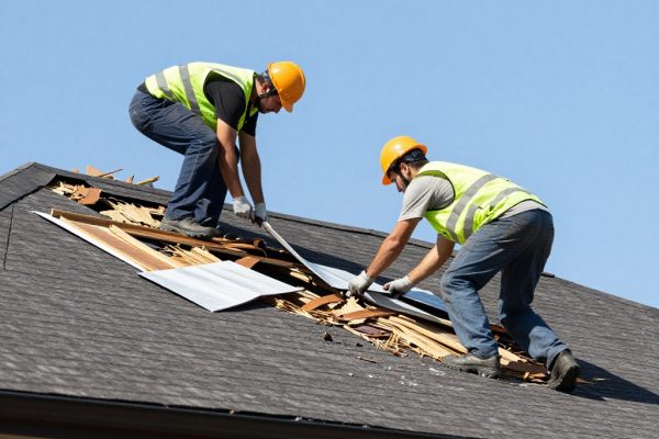Emergency roof repair Dallas TX roofers working