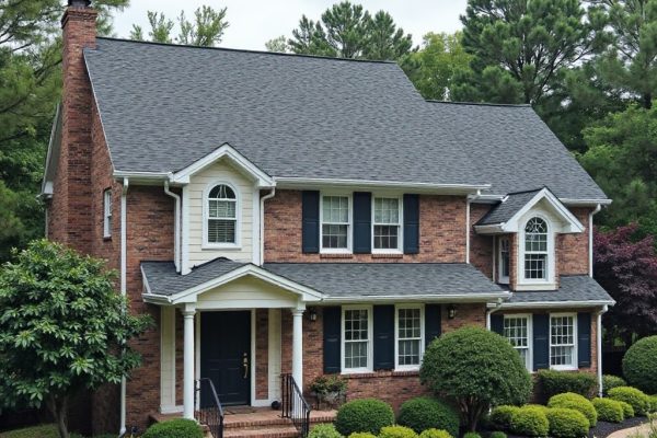 Roofing contractor installing asphalt shingles on residential home in Greenville TX