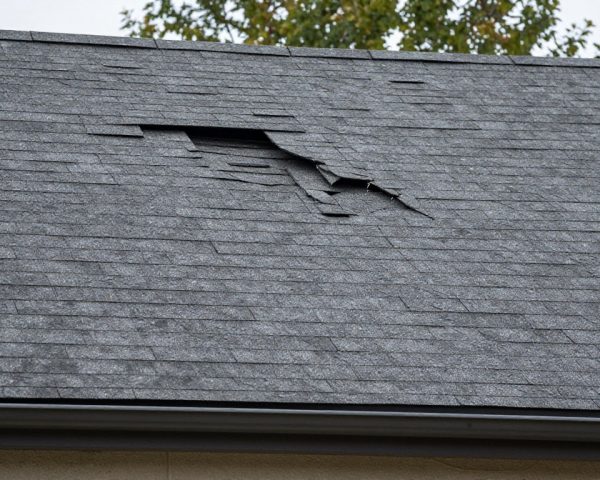 Storm damage roof Dallas TX shingles missing